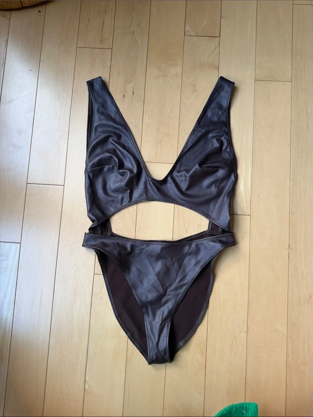 SKIMS Brown Cutout One-Piece Swimsuit